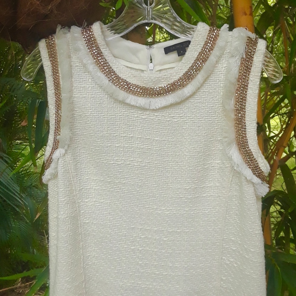 Rachel Zoe Chain Off White Tweed Fringe Trim - Picture 3 of 10